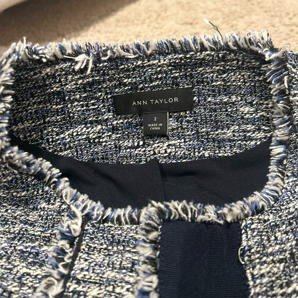 Ann Taylor Long Sleeve Fringe Tweed Peplum Jacket - Picture 4 of 7